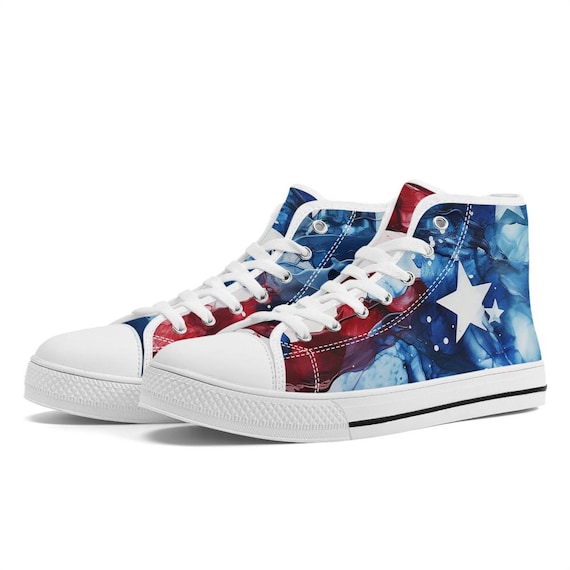 Stars and Stripes Flag High Tops Converse Style USA Sneakers Womens Shoes Patriot Gift MAGA Trump Christmas Gift Etsy