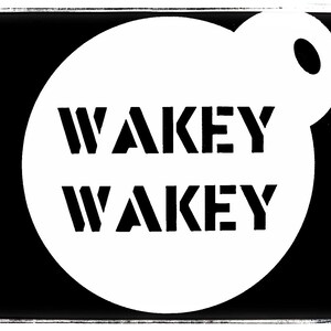 0068 Wakey Wakey Cake Stencil For Coffee Reusable Mylar 190GSM Gift Cake Craft Duster Tattoo Mug Face Painting Airbrush Spray Paint Template