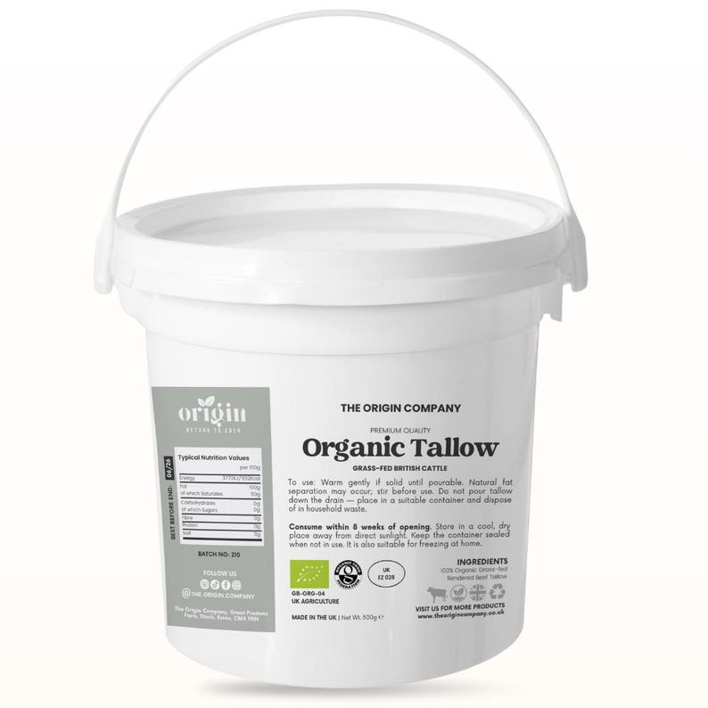 500g Organic Grass-Fed Beef Tallow | UK Sourced image 1