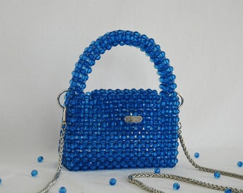 Saks Blue Bead Bag