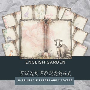 Botanical Junk Journal - English Garden Theme - Shabby Chic Journal Kit - Vintage Ephemera- digital - print at home