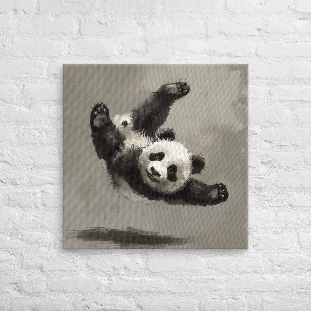 Adorable Baby Panda Doing a Flip Canvas Art Cute Animal Wall Decor ...