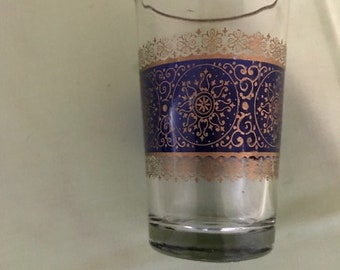 Blue and gold Moroccan Tea Glass 3.5 inches tall