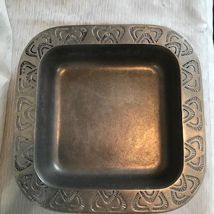 WILTON Armetale TANZANIA Pattern Square Tray, 2 Quart Pewter Casserole and serving dish.