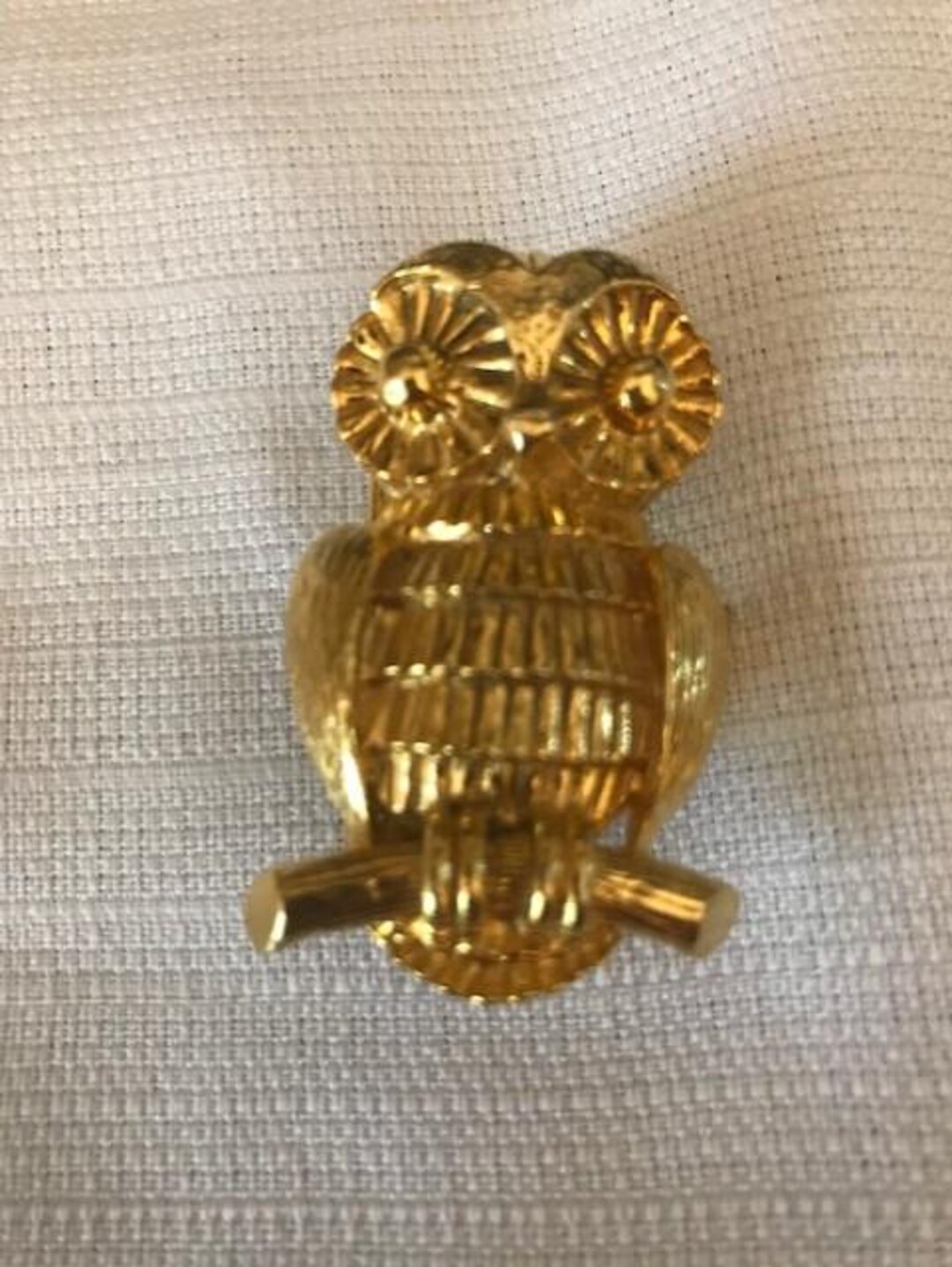 Vintage Signed 1975 MIMI Gold Tone OWL Figural Belt Buckle  display picture 2