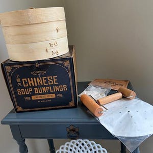 Chinese Soup Dumpling Kit Gift for Foodie Who Loves Cooking Kitchen Accessories for Bao Buns Basket Steamer Asian cooking,NIB,complete set