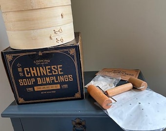 Chinese Soup Dumpling Kit Gift for Foodie Who Loves Cooking Kitchen Accessories for Bao Buns Basket Steamer Asian cooking,NIB,complete set
