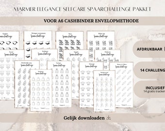 Marmer elegance selfcare spaarchallenge pakket | A6 budget binder | Envelopmethode | Cashstuffen | Spaarmethode | Euro | NL