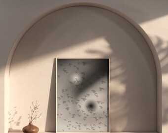 Moody Yin and Yang Print Black and White Art Birds Flying Modern Wall Art Contemporary | Nina Makes Graphics