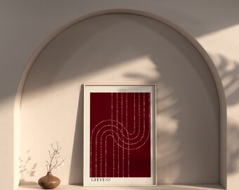 Boho PINK Arc Wall Art Abstract Arc Boho Digital Download Line Art Wall Print pink Modern Large Printable Art |Nina Makes Graphics