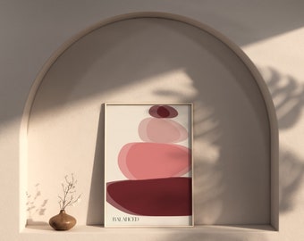 Boho PINK Wall Art Abstract Boho Digital Download Rock Art Wall Print White and PINK Modern Large Printable Art | Nina Makes Graphics