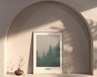 DUSK Forest Print Calming Graphic Print Tree Art Botanical Forest Art Mininmalist Decor Home Decor
