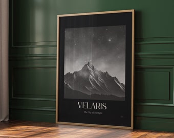 ACOTAR Print Velaris ACOMAF ACOTAR Graphic Print Contemporary Mountain Black Moody Wall Decor Mindful Wall Art SJMass |  Nina Makes Graphics