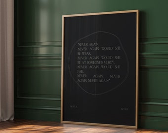 ACOTAR Print Nesta Quote ACOSF ACOTAR Sarah J Never Again Graphic Print Contemporary Wall Decor Black | Nina Makes Graphics