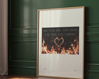 TOG Print Aelin quote Fire Heart ACOTAR Sarah J Mass Graphic Print Contemporary Wall Decor red | Nina Makes Graphics