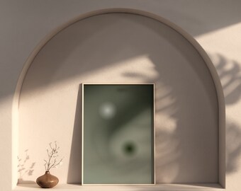 Moody Yin and Yang Print Green and White Art Witch Modern Wall Art Contemporary | Nina Makes Graphics