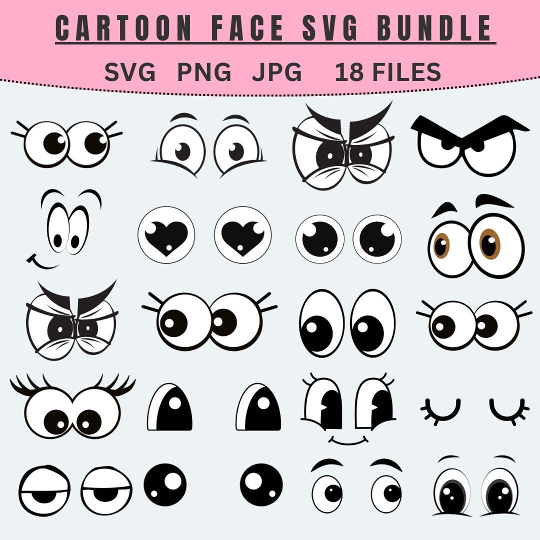 Cartoon Eyes SVG, Cartoon Comic Eyes Svg, Googly Eyes Svg, Emoji Svg