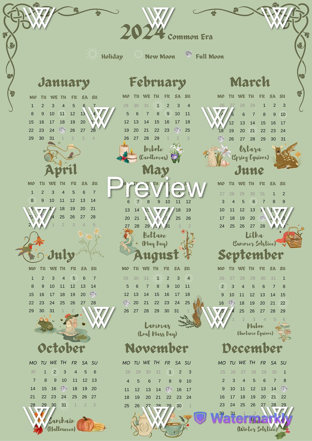 Pagan Calendar 2025 Etsy