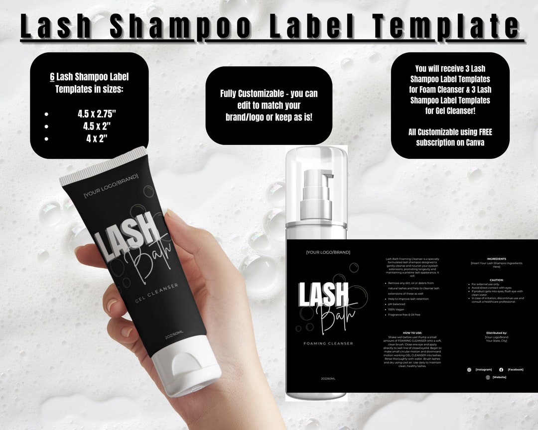 Lash Shampoo Label Template Etsy
