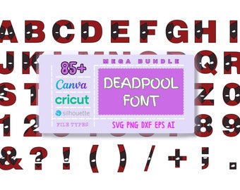 Deadpool Font Svg Bundle, Alphabet, Svg - Png - Dxf - Eps - Ai Bundle, Cartoon, Superhero Font, Letter, Numbers Svg Bundle