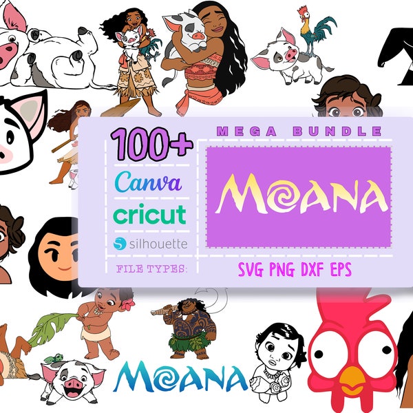 Moana Svg, Png, Eps, Dxf Clipart Bundle Baby moana cake topper png logo and chracters clipart Moana Poster Eps Digital Download High Quality