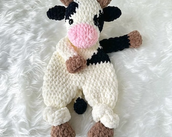 Crochet Cow Snuggler, Patrón de vaca de las Tierras Altas, Patrón de Vaca de las Tierras Altas, Tutorial de patrón de vaca, Patrón lovey Amigurumi, Patrón de juguete Lovey Muñeca de trapo