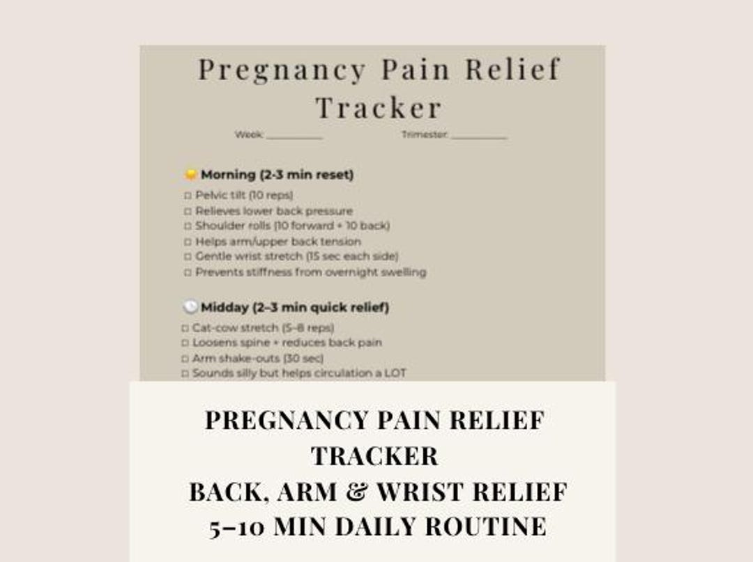 Pregnancy Pain Relief Tracker | Prenatal Stretch Routine Printable ...