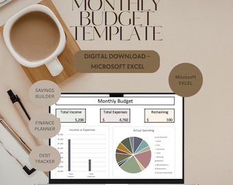 Excel Budget Dashboard Spreadsheet | Monthly Budget Planner | Money Tracker Template | Finance Spreadsheet | Google Sheets Budget