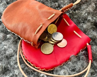 Handmade Leather Renaissance Fair Pouch, Viking Cosplay Belt Bag