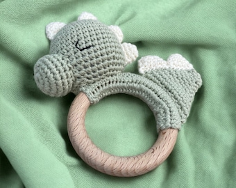 crocheted rattle- green dinosaur | Gift newborn | Baby shower gift | Baby gift | Pregnancy gift | Baby rattle | infant