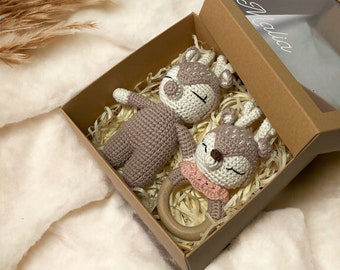 Baby gift set | Baby gift | Baby shower gift | Fox rattle | Deer rattle | Penguin rattle | crocheted animal | crocheted | infant