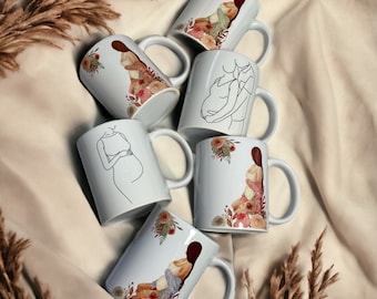 Schwangerschaftstasse | Geschenk zur Schwangerschaft | Babybauch | Mommy to be | Parents to be |  Keramiktasse | Kaffeetasse | Fineline