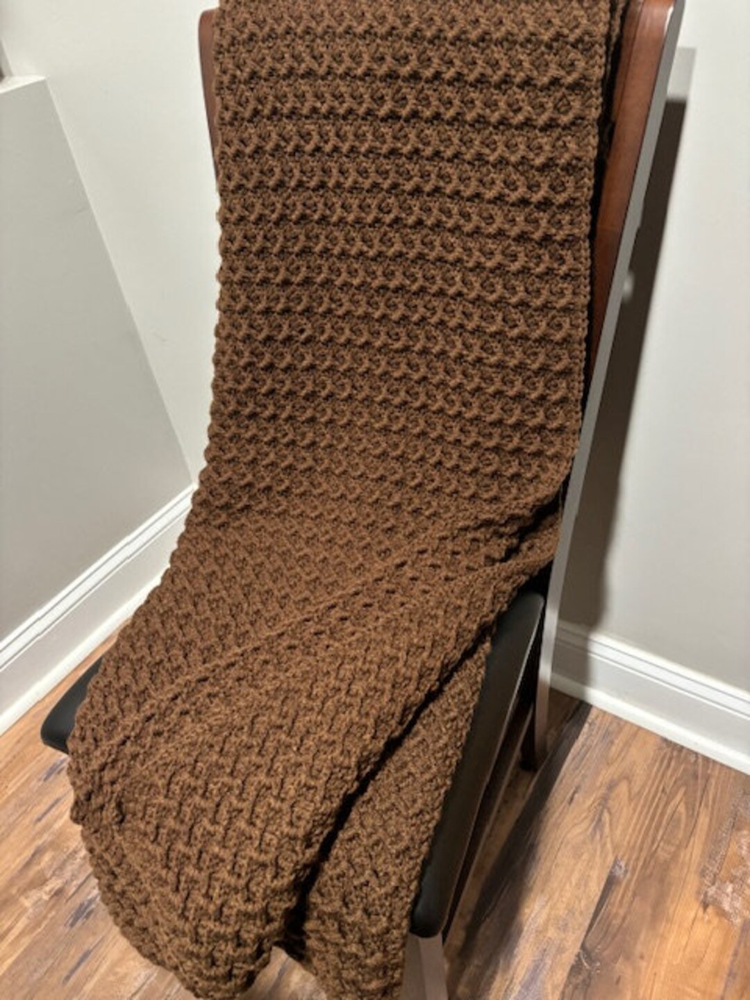 Custom Crochet Afghan Blanket Brown Etsy