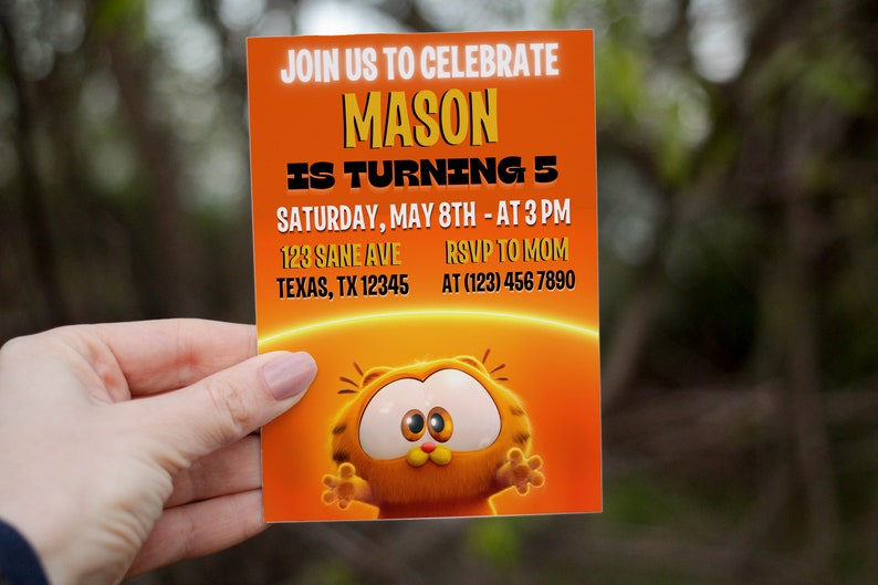 The Garfield Movie Birthday the Garfield Birthday Invitation the