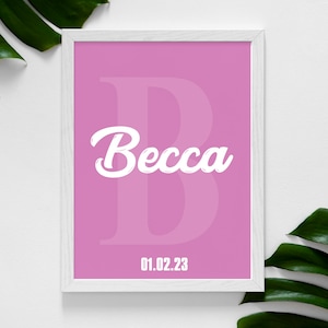 Custom Personalised Letter NAME Printable Wall Art Nursery Room Decor | Birth Print | Birth Details | Baby Initials