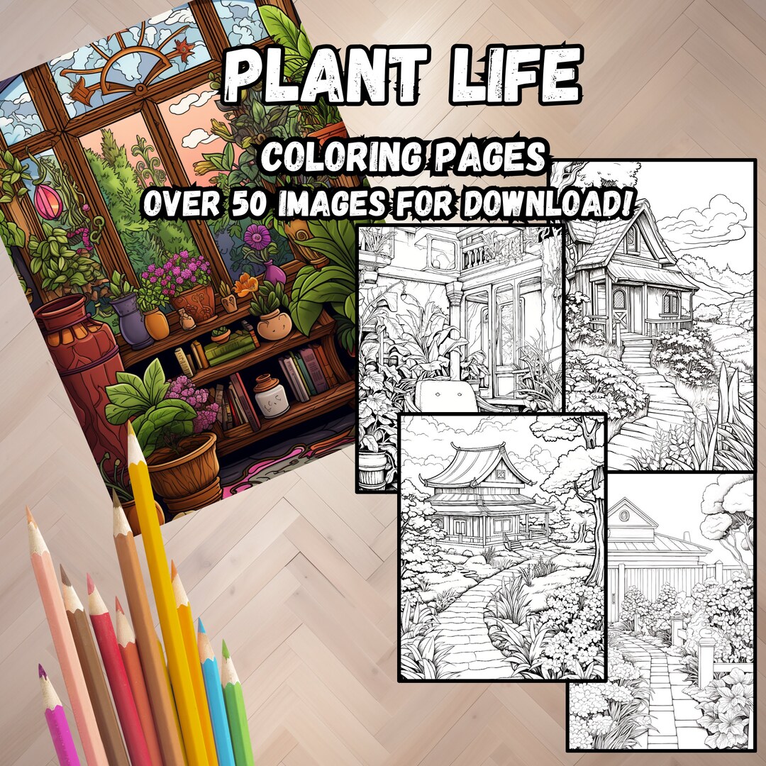 Plant Life Coloring Pages for Adults: Stress Relief, Mindfulness and Relaxation - Etsy