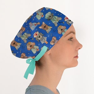Dog Surgeon Scrub Cap, Puppy Euro Style Scrub Cap, Surgical Hat, Women Scrub Cap, Nurse Gift, Resident Gift, Surgeon, Dentist, Vet Tech