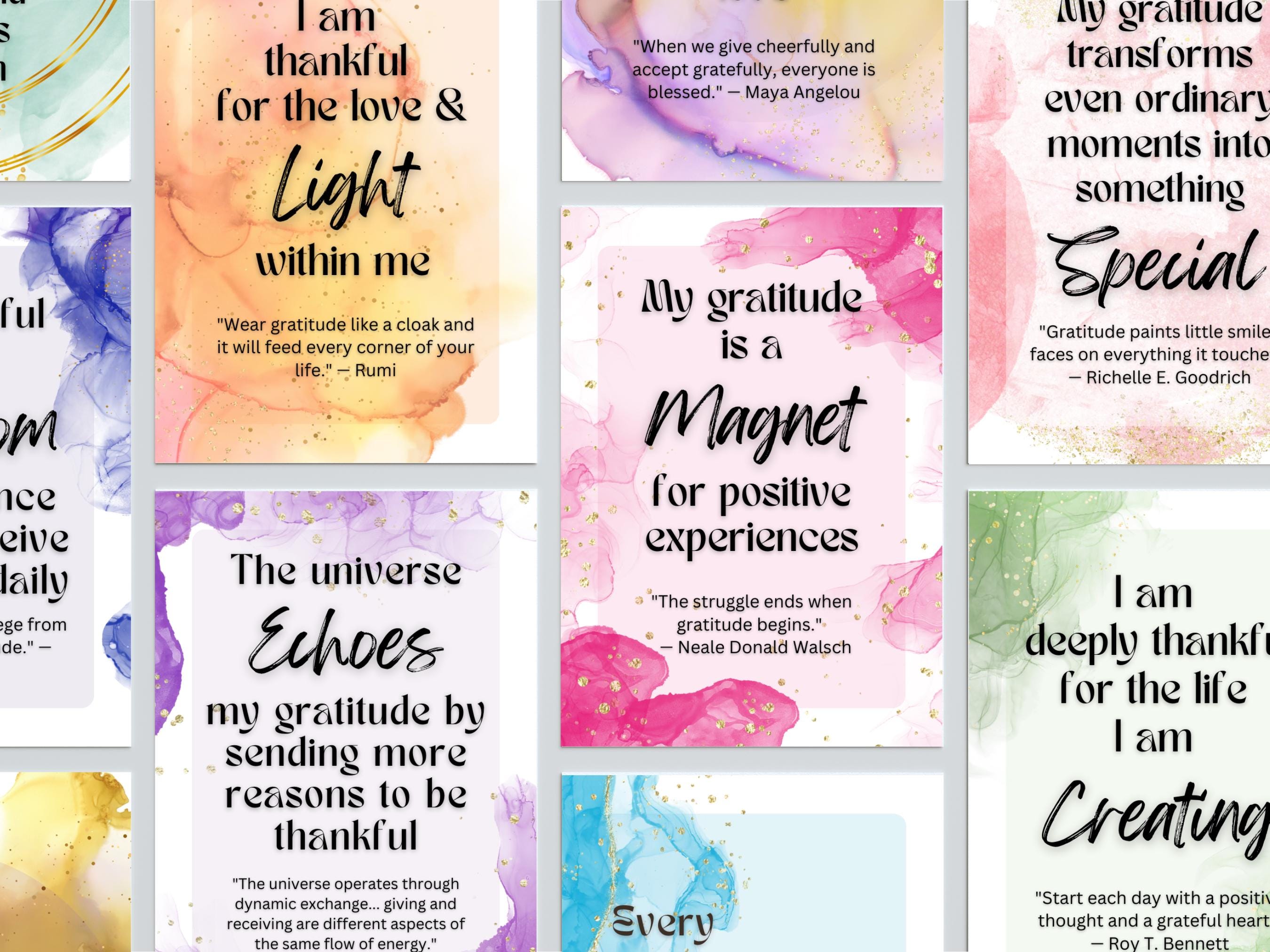 60 Printable Gratitude Affirmation Cards: Daily Quotes for Mindfulness ...