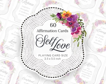 Printable Self Love Affirmation Cards: Daily Positive Quotes for Mental Health & Vision Board
