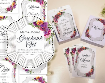 Gift für Mama Geschenkset met Dankeskarten, Geschenkbox DIY Set met Gutscheinen Aufsteller Perfecte Gift für Muttertag & Geburtstag