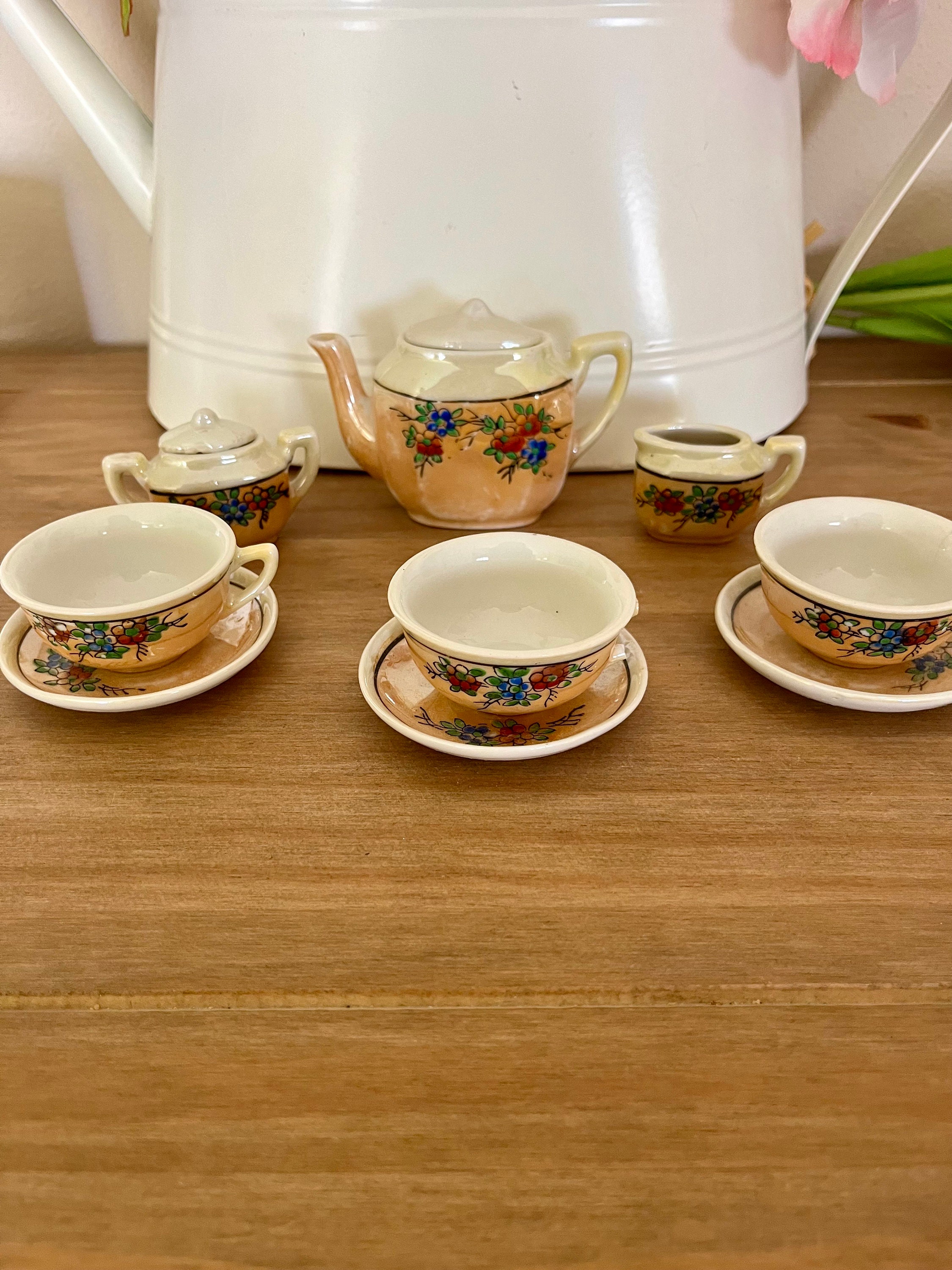 オールドニッポン　ティーセット Vintage 20 Piece Porcelain Childs Tea Set Dishes Japan Green