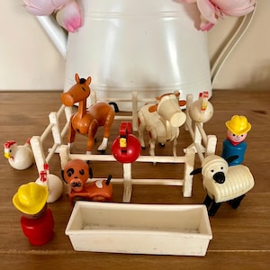 Vintage Fisher Price Farm Animals and People, Farm toys, Play and Pretend, Collectible Fisher Price
