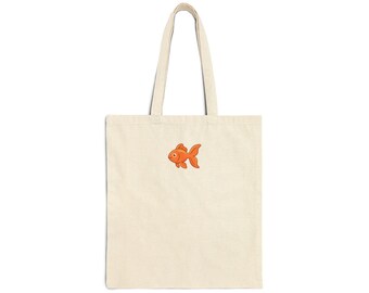 Bolso de mano con ilustración de pez dorado / Bolso de lona pequeño con forma de pez naranja