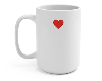 Taza de cerámica blanca con forma de corazón de 444 ml (15 oz)