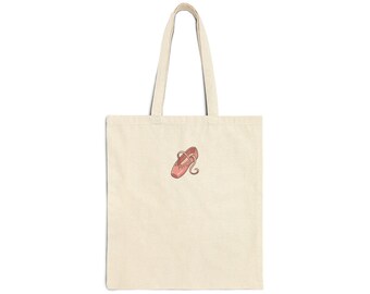 Bolso de mano con diseño de zapatillas de ballet / Bolso de lona con ilustración de danza y ballet.