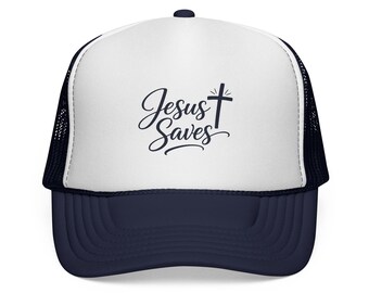 Gorra de camionero "Jesús salva" / Gorra de malla con la fe cristiana