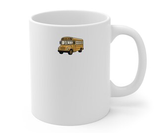 Taza blanca con diseño de autobús escolar - 325 ml