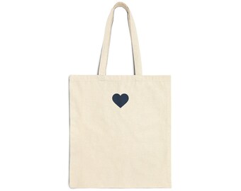 Bolso pequeño de lona con forma de corazón / Diseño sencillo de corazón, algodón natural.