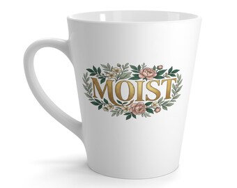 Taza de café con leche con diseño floral y textura húmeda - 355 ml