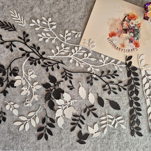 Jeu de pièces découpées « Feuilles » 1 | noir et blanc | 28 étoiles | Blätter, Blätterranken | DIY, scrapbooking, journalisation, techniques mixtes